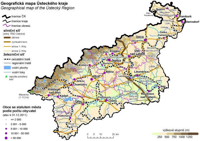 Mapa Ústeckého kraje